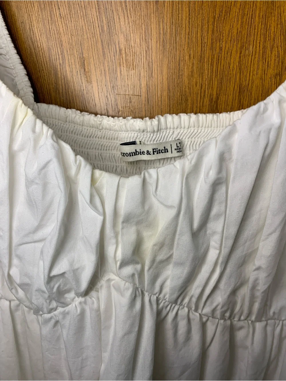 Abercrombie & Fitch White Maxi Dress with Ruffled Sleeves